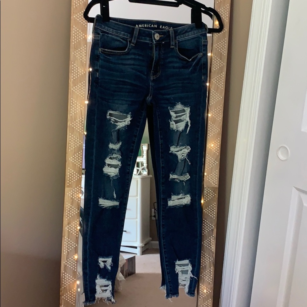 American Eagle Dark Wash Ripped Jeans
